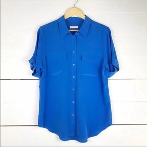 Equipment femme blue silk button down blouse